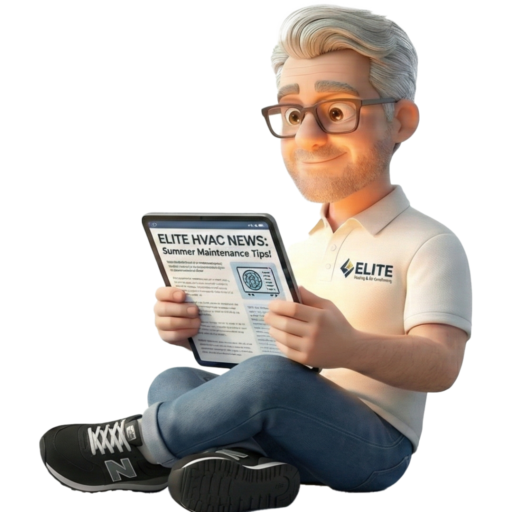 A cartoon character sitting on the floor reading a newspaper.