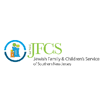 Logo for Jewish Family & Childrens Service of Southern New Jersey, featuring stylized figures of adults and a child within a blue circle, symbolizing community, next to the organization's name.