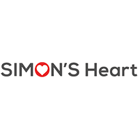 Simons Heart logo with the letter O in SIMONS replaced by a red heart shape, symbolizing community and care.