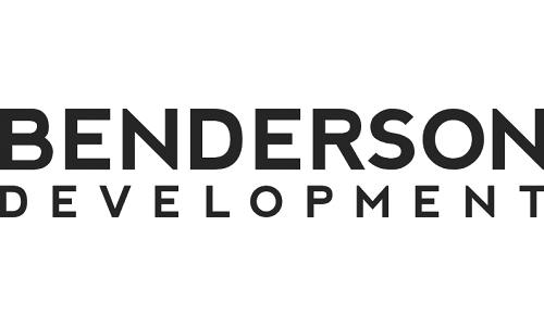Black text logo reads Benderson Development in uppercase letters on a white background.
