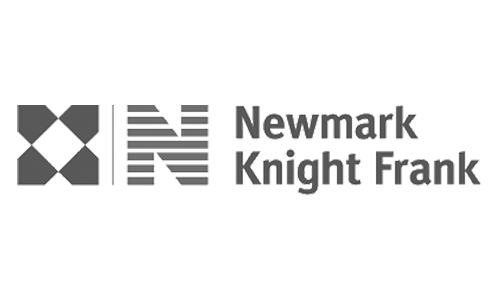 Newmark Knight Frank logo featuring a geometric design and the company name in gray text.