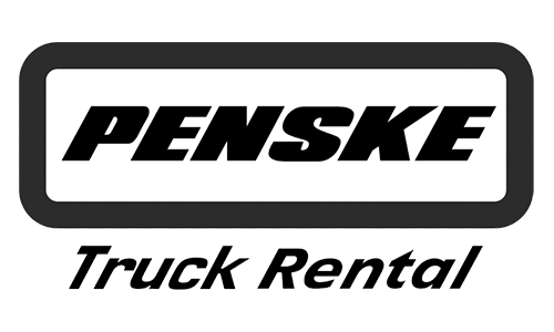Penske Truck Rental logo featuring the word Penske in bold black letters inside a rectangle above Truck Rental in italicized font.