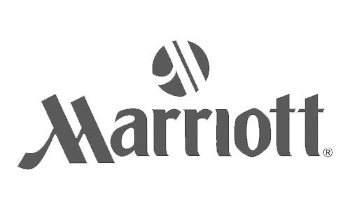 The image shows the Marriott logo with stylized text spelling Marriott and a circular emblem above the first letter.